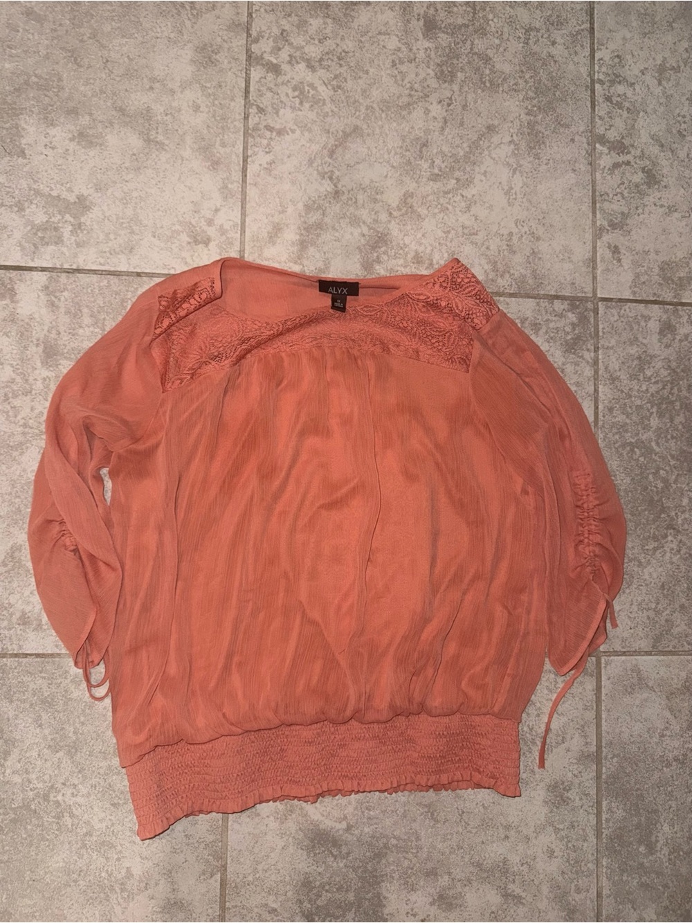 ALYX Coral Lace-Yoke Peasant Blouse